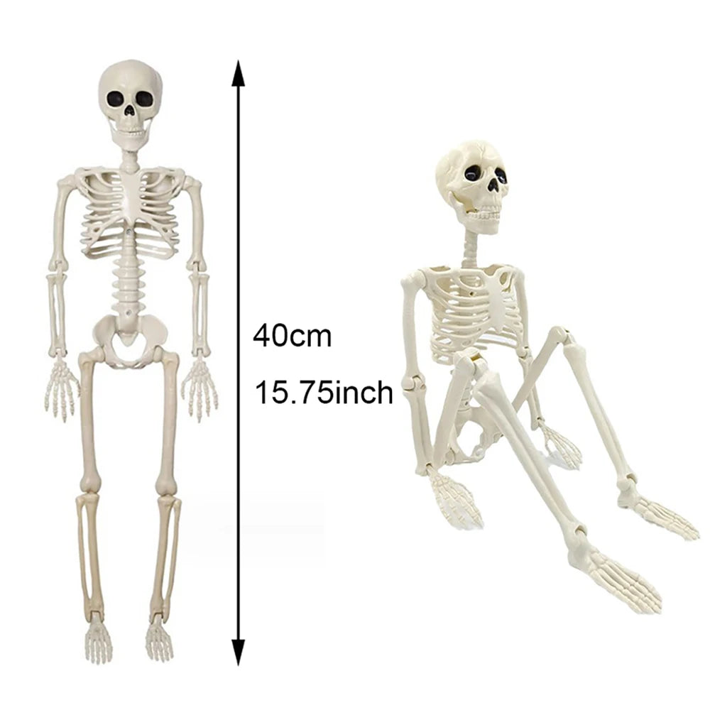 Esqueleto de decoraciones de Halloween, esqueleto de forma humana portátil, decoración de terror de hueso falso de Halloween