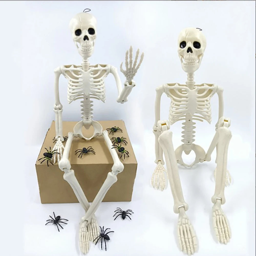 Esqueleto de decoraciones de Halloween, esqueleto de forma humana portátil, decoración de terror de hueso falso de Halloween