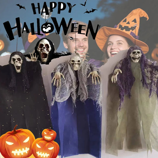 Nuevo esqueleto colgante de Halloween, fantasmas, decoración artesanal, accesorio de terror aterrador para fiestas de Halloween, Casa Encantada, calaveras de plástico secretas