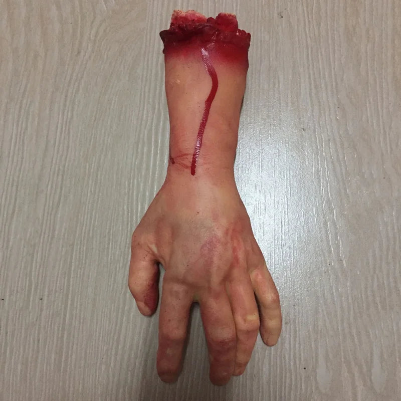 Accesorios de terror para Halloween, mano sangrienta, casa embrujada, decoración de fiesta, mano falsa aterradora, dedo, pierna, pie, cerebro, corazón, suministros de Halloween