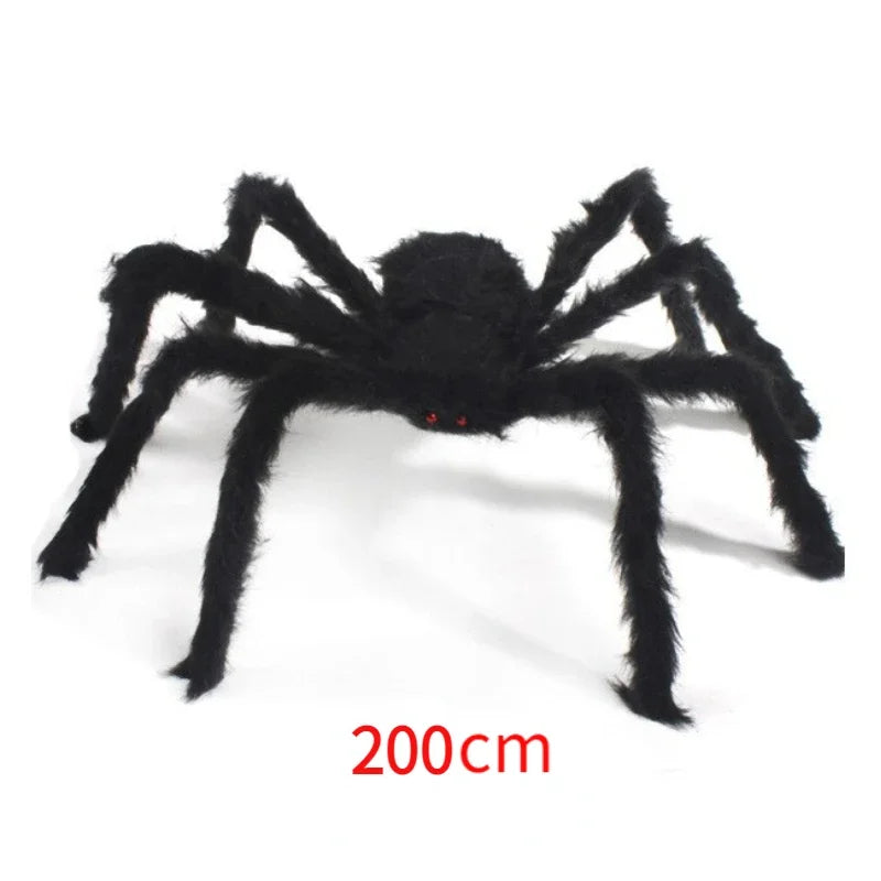 Araña negra de felpa de gran tamaño, decoración para fiesta de Halloween, hogar al aire libre, Bar, Casa Encantada, accesorios de terror, 30cm, 50cm, 75cm, 90cm