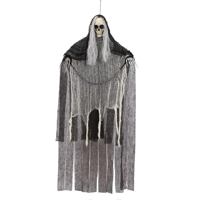 Esqueleto colgante de Halloween, decoraciones de fantasmas, Reapers Grim para Halloween, Control de sonido al aire libre, fantasma iluminado