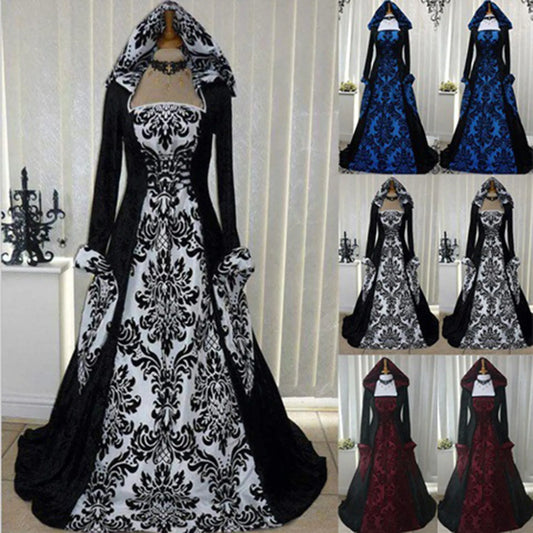 Disfraz de bruja Wicca, vestido Medieval para mujer, adulto, talla grande, Cosplay aterrador, gótico, nuevo mago, disfraces de Halloween para mujer
