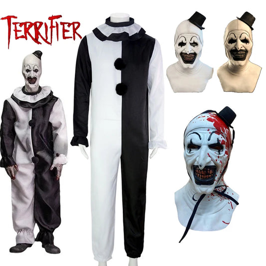 Arte El payaso Cosplay Película Terrifier 2 Arte El payaso Cosplay Disfraz Mono Máscara Disfraces de Halloween Máscara para hombres y mujeres