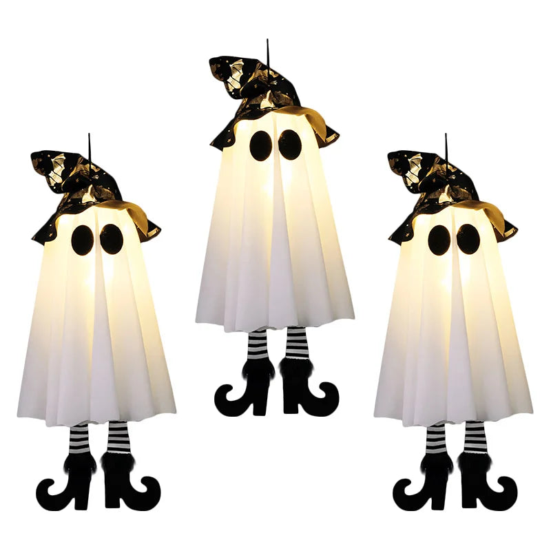 1/2/3 Uds. Luz LED de Halloween fantasma de bruja para fiesta de Halloween decoración de patio interior y exterior regalo de adornos colgantes aterradores