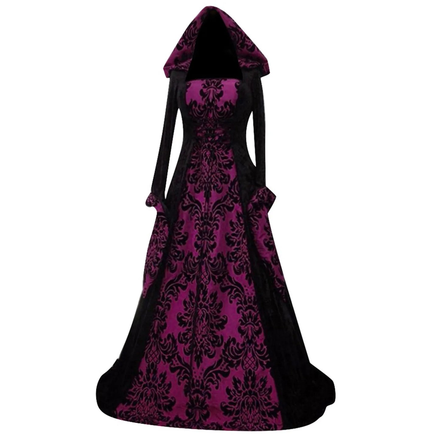 Disfraz de bruja Wicca, vestido Medieval para mujer, adulto, talla grande, Cosplay aterrador, gótico, nuevo mago, disfraces de Halloween para mujer
