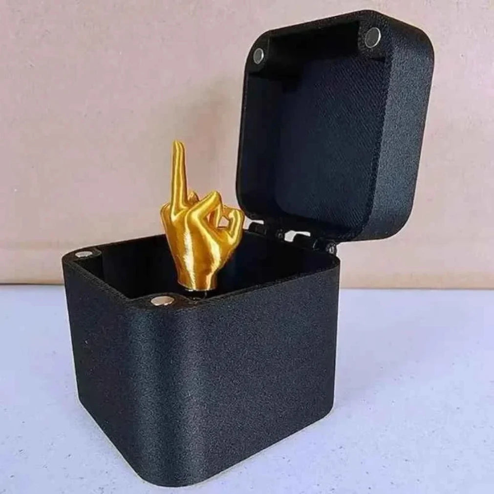 Fuera de la caja pop-up Caja de regalo de dedo medio Escritorio creativo Decoración del hogar Regalos Dedo medio Novedad Navidad Divertido broma Gift2025