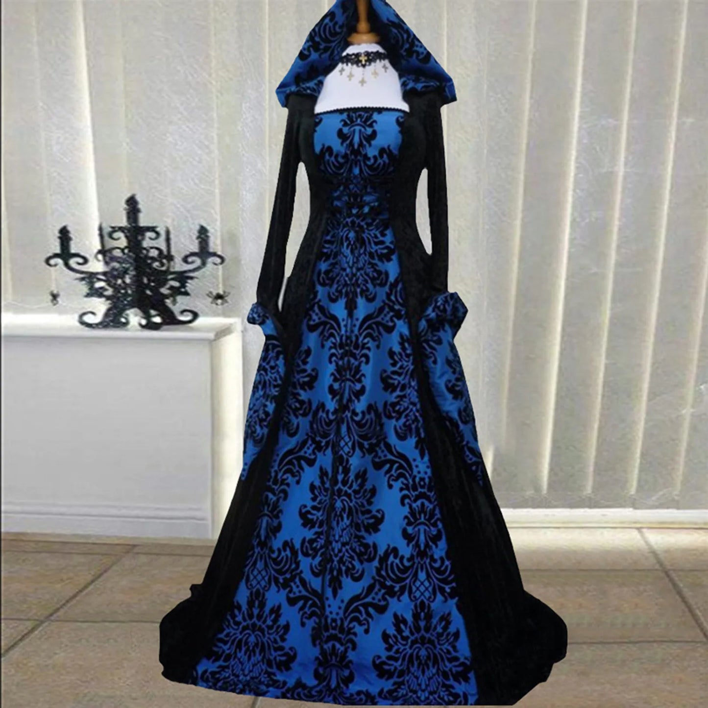 Disfraz de bruja Wicca, vestido Medieval para mujer, adulto, talla grande, Cosplay aterrador, gótico, nuevo mago, disfraces de Halloween para mujer