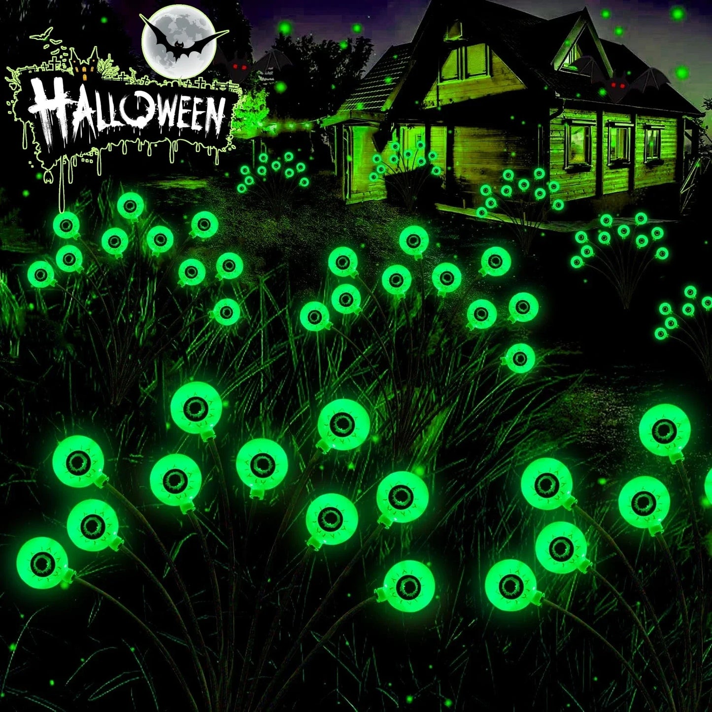 Luces LED de globo ocular para Halloween, luces solares para césped al aire libre para jardín, patio, fiesta, ambiente de miedo, uso de decoración de Halloween, 2026