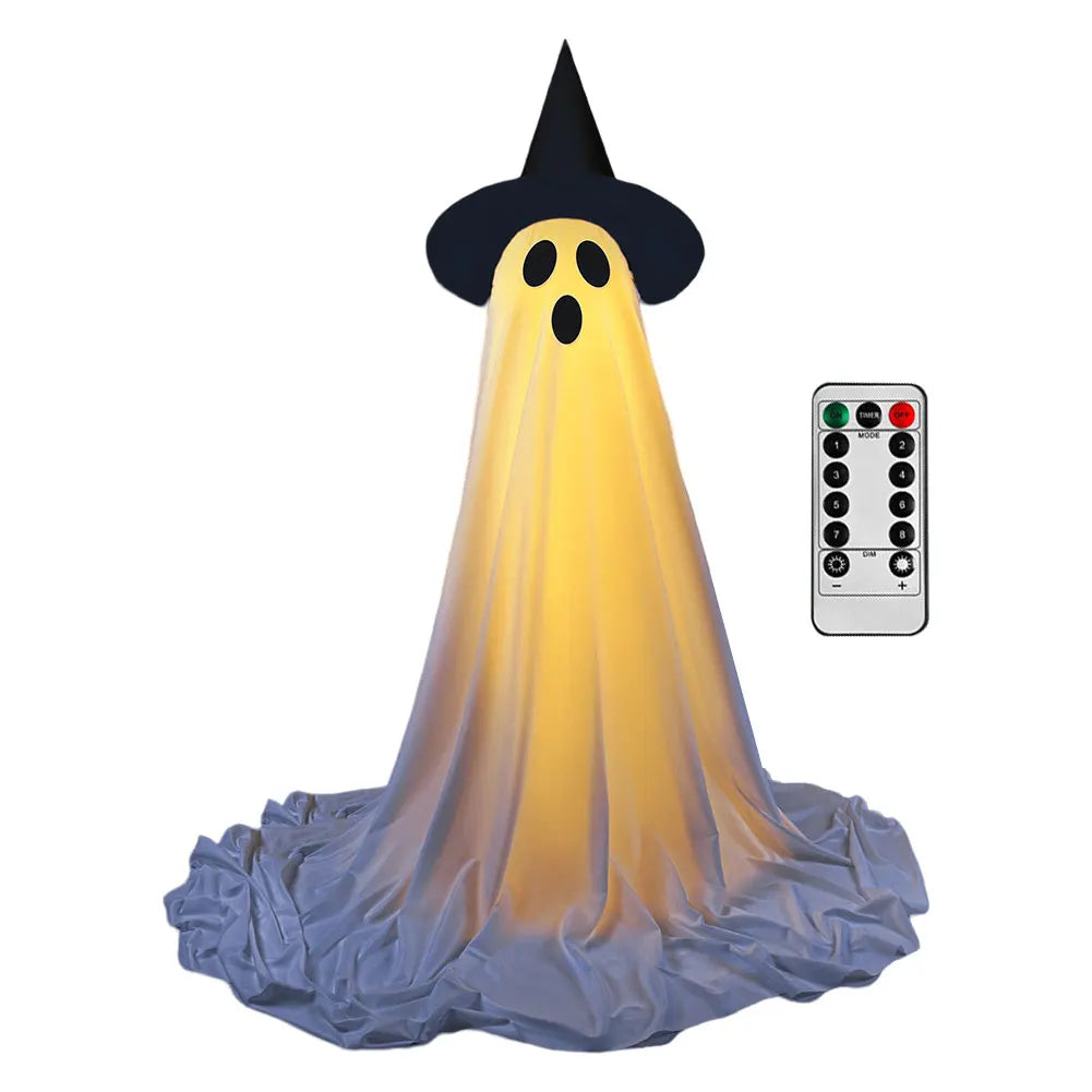 Decoraciones de fantasmas iluminadas para Halloween, decoraciones de fantasmas al aire libre, decoración de fantasmas de pie aterradoras para puerta delantera, porche, patio, fiesta en casa