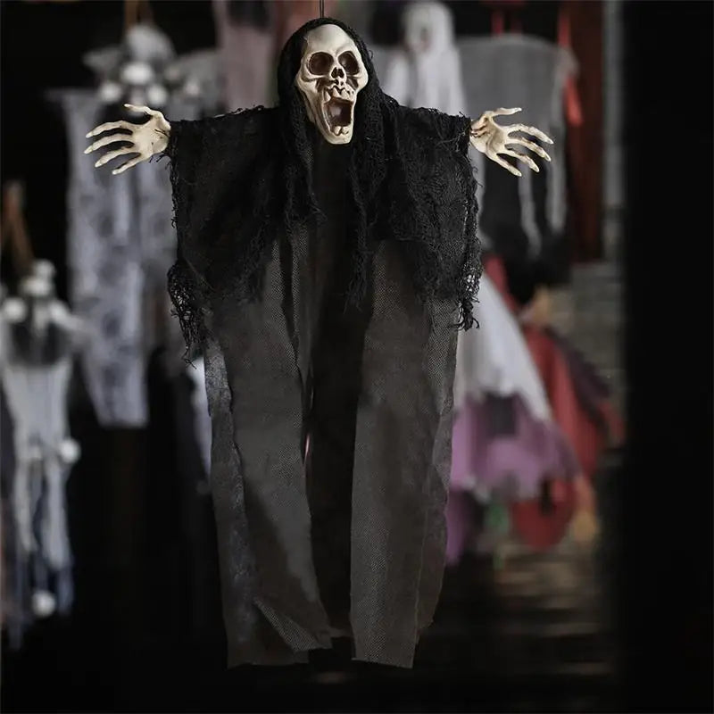 Nuevo esqueleto colgante de Halloween, fantasmas, decoración artesanal, accesorio de terror aterrador para fiestas de Halloween, Casa Encantada, calaveras de plástico secretas
