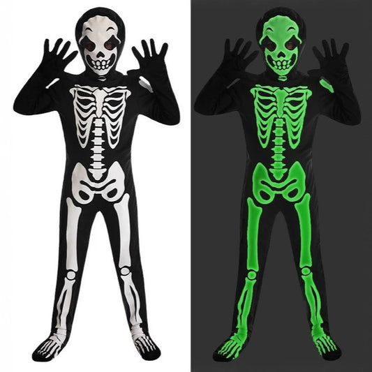 Disfraz de monstruo esqueleto de Halloween, mono con luz nocturna de esqueleto, disfraz de fiesta de terror de Carnaval