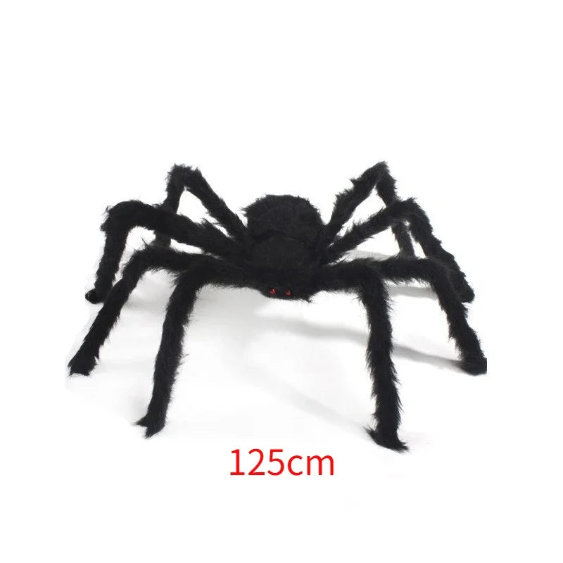 Araña negra de felpa de gran tamaño, decoración para fiesta de Halloween, hogar al aire libre, Bar, Casa Encantada, accesorios de terror, 30cm, 50cm, 75cm, 90cm