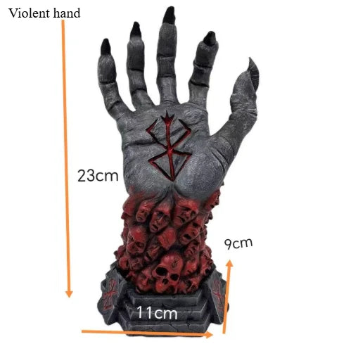 Figura Berserk, estatua de mano de Dios, adorno de resina artesanal de Anime, estatuilla de esqueleto de Halloween, decoración de escritorio artesanal, accesorios aterradores