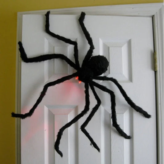 Araña negra de felpa de gran tamaño, decoración para fiesta de Halloween, hogar al aire libre, Bar, Casa Encantada, accesorios de terror, 30cm, 50cm, 75cm, 90cm